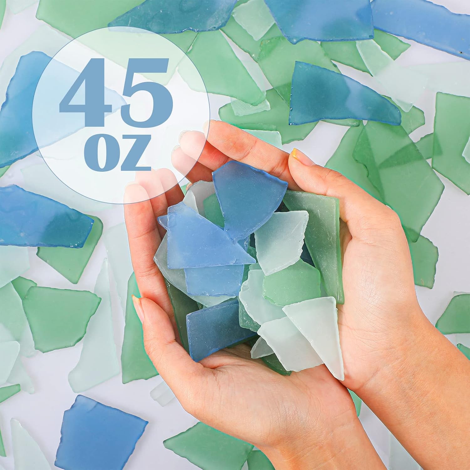 Cunhill 45 oz Sea Glass for Crafts 3 Color Frosted Sea Glass Bulk Cobalt Blue Light Green and Clear Pieces for Wedding Home Christmas DIY Decoration