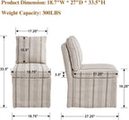 Upholstered Dining Chairs Set of 2 Slipcovered Armless Dining Chair with Solid Wood Legs, Soft Padded Upholstered Side Chair for Dining/Living/Readin Room, Banquet, Khaki Stripe
