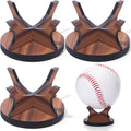 Sumind 3 Pcs Walnut Small Ball Stand Holder Sport Ball Display Rack Baseball Display Stand with 3 Pieces Non-slip Rubber Pads for Baseball Golf Softball Tennis Spheres, Wood