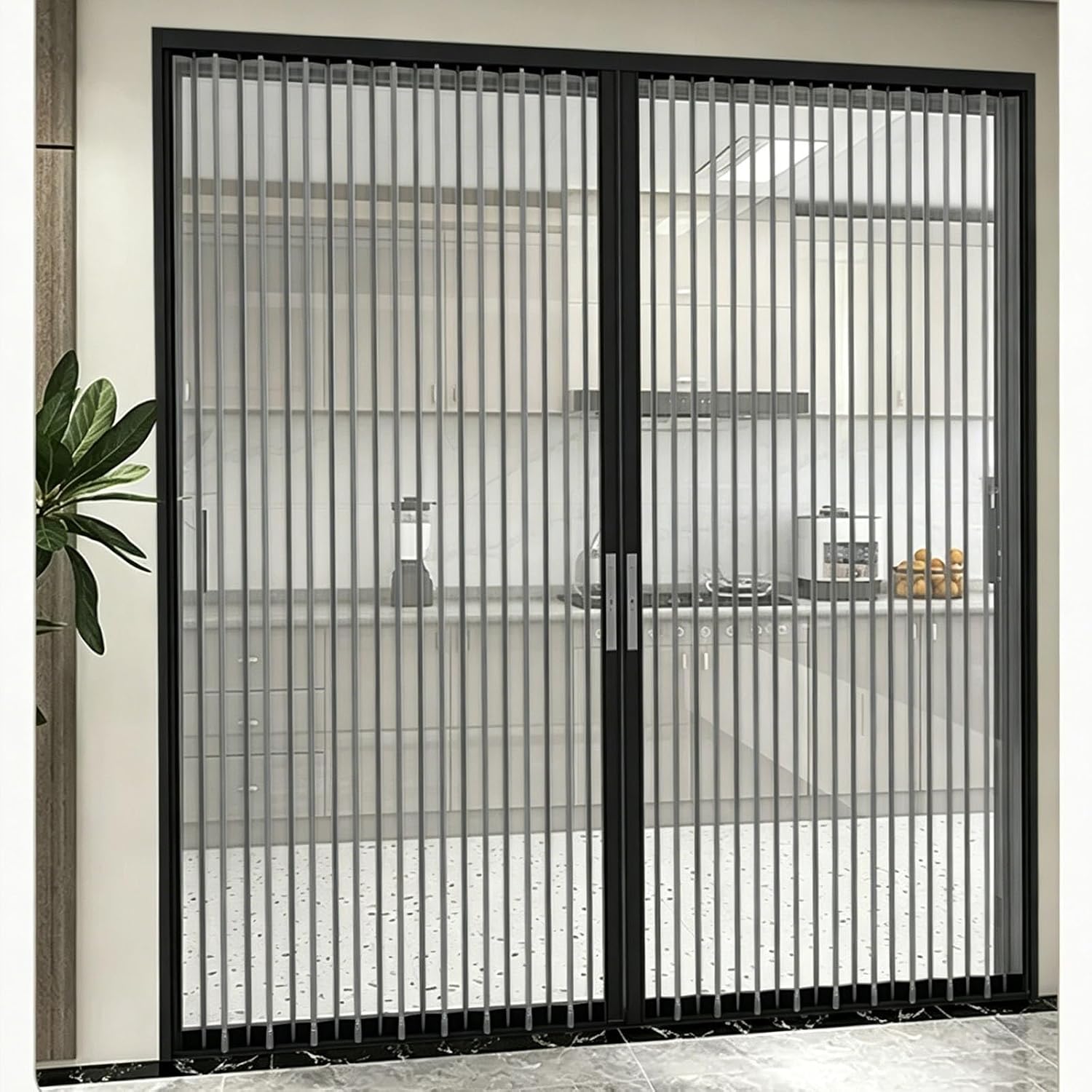 Clear Folding Interior Transparent Accordion Door for Apartment, No Drill Room Divider Privacy Doors for Kitchen Bedroom, Easy to Clean(140x220cm(55"x87"))