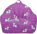 Posh Creations Bean Bag Chair Structured Seat for Kids, Teens and Adults, Comfy Bean Bag Chair for Gaming, Reading and Watching TV, Malibu Lounge Chair, Canvas - Unicorn and Rainbows on Purple
