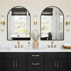 Arched Bathroom Mirror for Wall, 2 Pack 38"x26" Black Vanity Bathroom Mirror for Over Sink with Tempered Glass, Metal Framed Arch Mirror for Bedroom, Living Room, Entryway