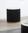 ø22'' Faux Marble Top Side Table Round Circle End Table for Living Room, Modern Luxurious Wooden Base Gold-Finished Style, Easy Assembly, Black & Gold & White