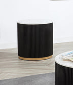 ø22'' Faux Marble Top Side Table Round Circle End Table for Living Room, Modern Luxurious Wooden Base Gold-Finished Style, Easy Assembly, Black & Gold & White