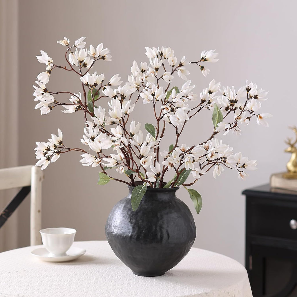 YXZZWL 4 PCS Artificial Magnolia Champaca Flowers for Vase - 36" Fake Silk Champaca Magnolia Stem Flower, Faux Plant Branches for DIY Bouquet, Kitchen, Farmhouse, Mantel, Home Decor (White)