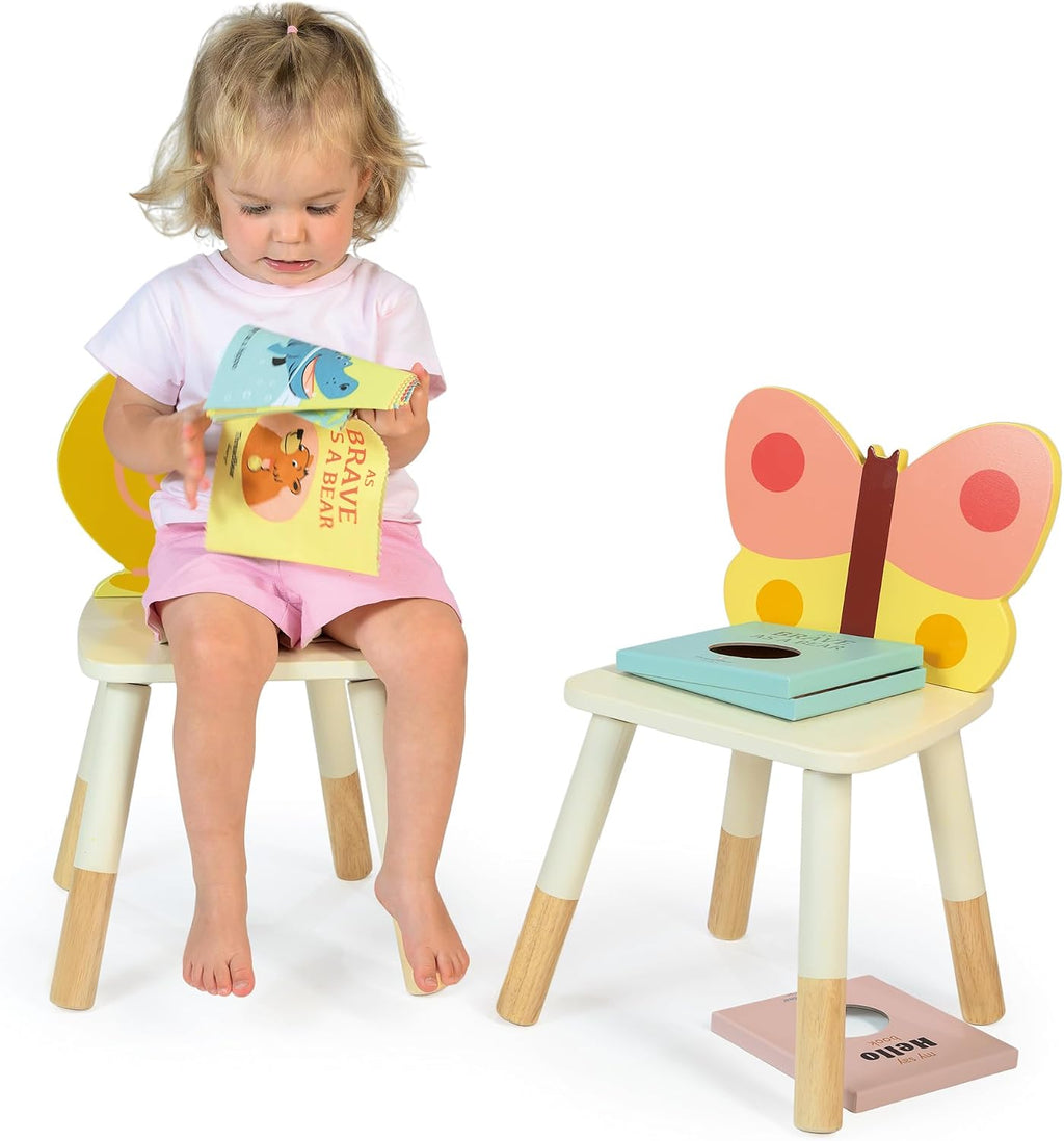 Mentari Toys - Garden Butterfly Chair - Sturdy Wooden Garden Themed Chairs for Kids - Durable Playroom Furniture - Boosts Creativity and Independence in Boys and Girls - Age 3+