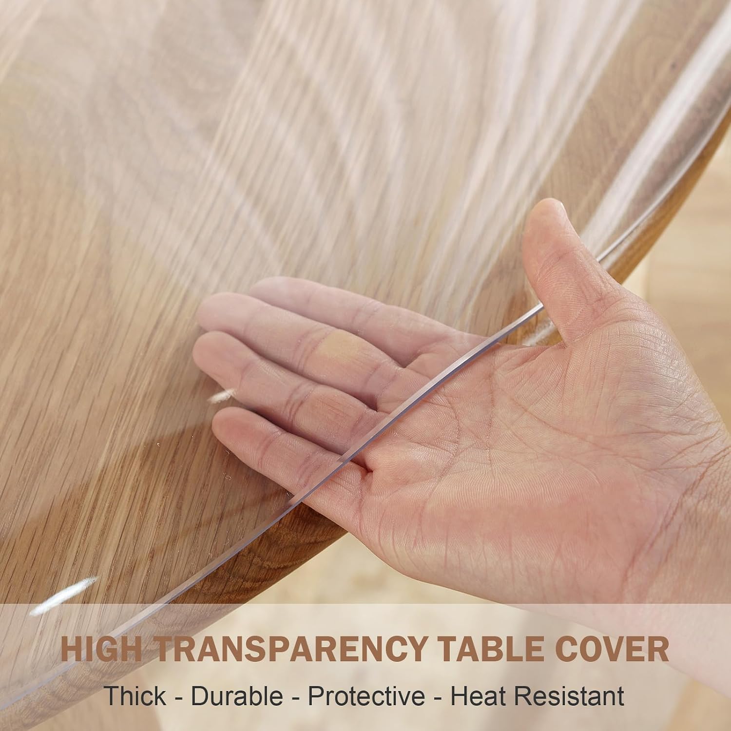 LovePads Round Clear Table Cover Protector 48 Inch, 2mm Thick Table Protector for Dining Room, Waterproof Plastic Cover PVC Vinyl Tablecloth, Circle Tabletop Protective Pad for Furnture Surface