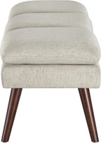 OSP Home Furnishings Amanda Mid-Century Modern Upholstered Bench with Solid Wood Tapered Legs, 54-inches, Linen Fabric