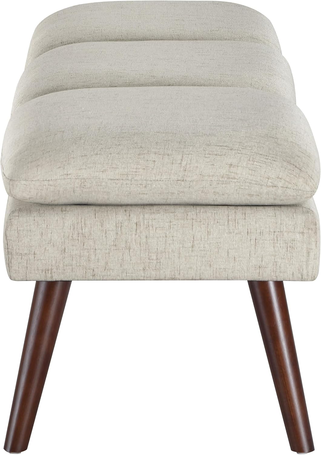 OSP Home Furnishings Amanda Mid-Century Modern Upholstered Bench with Solid Wood Tapered Legs, 54-inches, Linen Fabric