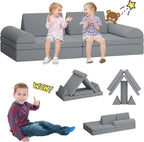 Modular Kids Play Couch 8PCS,Convertible Sofa for Toddler and Baby,Kids Couch Building Fort,Multifunctional Foam Sofa for Playroom,Large Size