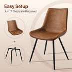 Yaheetech Dining Room Chairs Set of 2 Mid Century Modern Kitchen Chairs with Upholstered Faux Leather and Metal Legs for Dining Room, Living Room, Brown