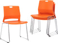 Sidanli Orange Stacking Chairs for Classroom, Plastic Stackable Chairs for Conference Room, Orange Chairs Set of 4.