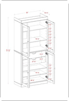 Palace Imports 100% Solid Wood 32"" Pantry Cabinet with Clear Glass Doors, 2-Drawers & Adjustable Shelves