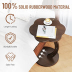 Uniclinens C-Shaped Solid Wood Round End Table - Side Table for Couch, Sofa Tables Slide Under Couch for Living Room, Small Nightstand for Small Space, Dark Walnut