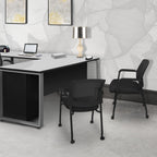 Romig Knight Multi-Purpose Mesh Side Chair with Casters – Ergonomic Rolling Guest Chair with Padded Seat & Arms for Office, Conference Room & Training Spaces (Black)