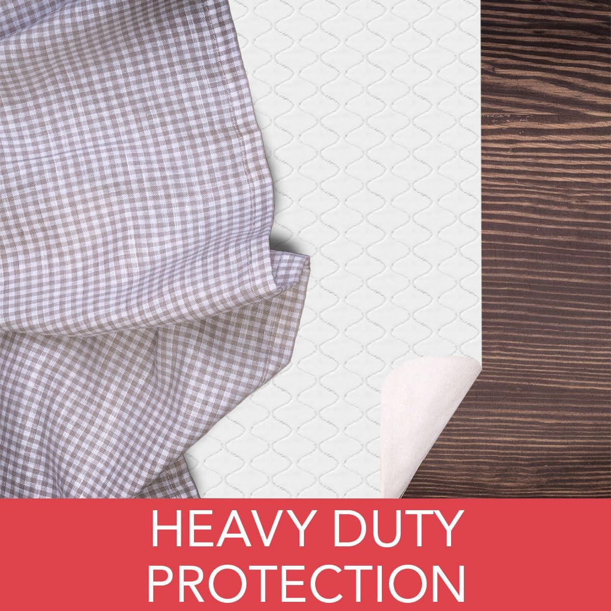 LAMINET Table Protector for Dining Room Table Quilted Table Pads 52x108 | Quilted, heavy-duty cover protects wood surfaces; this non-slip oblong table pad can be easily customized to fit.