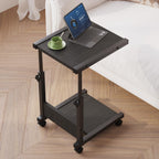 C Table End Table, 2-Tier Small Side Table for Couch, Adjustable Height Tv Trays for Living Room, Bedroom, Bedside, Black