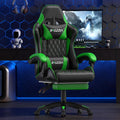Bigzzia Gaming Chair with Footrest, Ergonomic Computer Game Chair with 20'' Wide Seat, Adjustable Lumbar Support, Headrest, 90°-135° Reclining Gaming Chairs for Adults, Black Green