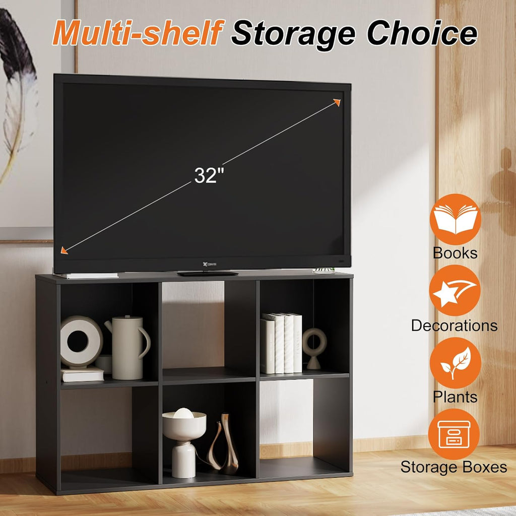 Sweetcrispy 6 Cube Storage Organizer - Open Cube Bookshelf with 3 Removable Back Panels, Display Storage Bookcase for Living Room, Bedroom, Entrance Hall, Home Office，36" Lx11.6 Wx24 H, Deep Black