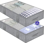 1 set of under bed storage bag, 90L under bed storage box, foldable under bed storage bag, used for blankets, towels, blankets, sweaters, pillows, gray