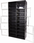 10 Tiers 40 Pairs Collapsible Shoe Rack Organizer with Doors Foldable Shoe Rack Organizer Cabinet for Closet Entryway Living Room
