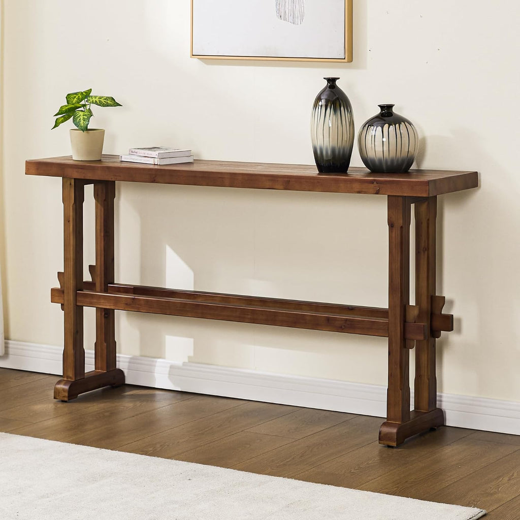 Skinny Entryway Table 59" Long Narrow Console Table for Hallway Farmhouse Behind Sofa Table for Living Room/Foyer/Reception/Bedroom, Walnut