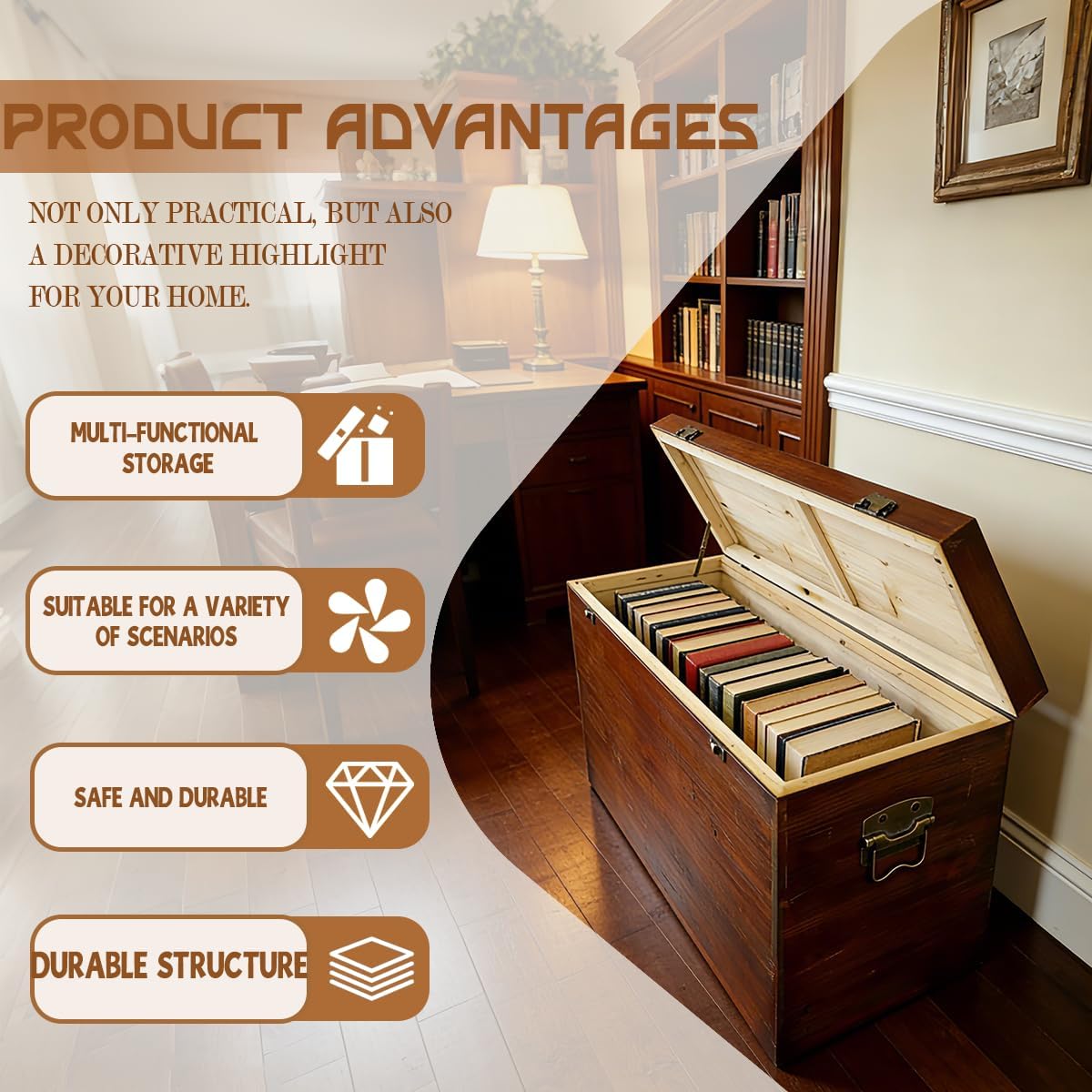 31.5" Storage Bench, Large Wooden Storage Chest,Oversized Storage Trunks,Multifunctional Entryway Organizer, Storage Bench Storage Furniture for entryways, Living Rooms, and Bedside Areas