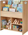 VECELO Wooden Kids Bookshelf, Toddler Bookcase Toy Storage Organizer with Open Shelves, Multi-Purpose Children Book Shelf for Books Toys, Toy Storage Cabinet for Nursery, Playroom, Bedroom, Natural