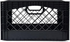 Stackable Milk Crates, 3 Pack, Kitchen Work Commercial Garage Totes, 24 Quart, Heavy Duty Plastic, Black, 19" L x 13" W 11" H