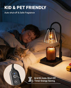 Candle Warmer Lamp with Timer, Dimmable Wax Melt Lamp for Jar Candles, Lightweight Polycarbonate (PC) Shade Lamps Adjustable Height, Modern Electric Warmer Home Decor, Gifts for Mom Fathers 2 Bulbs