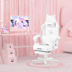 Vigosit White Dog Gaming Chair - Kawaii Design for Competitive Gamers & Adults, Ergonomic High Back with Lumbar Support, 310lbs Capacity