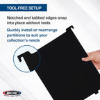 BCW Magazine & Document Bin Partitions - 6 Pack | Smooth Black Plastic Finish, Works With Adhesive Labels | Magazine Dividers Fit Magazine & Document Bin | Magazine Storage Accessories