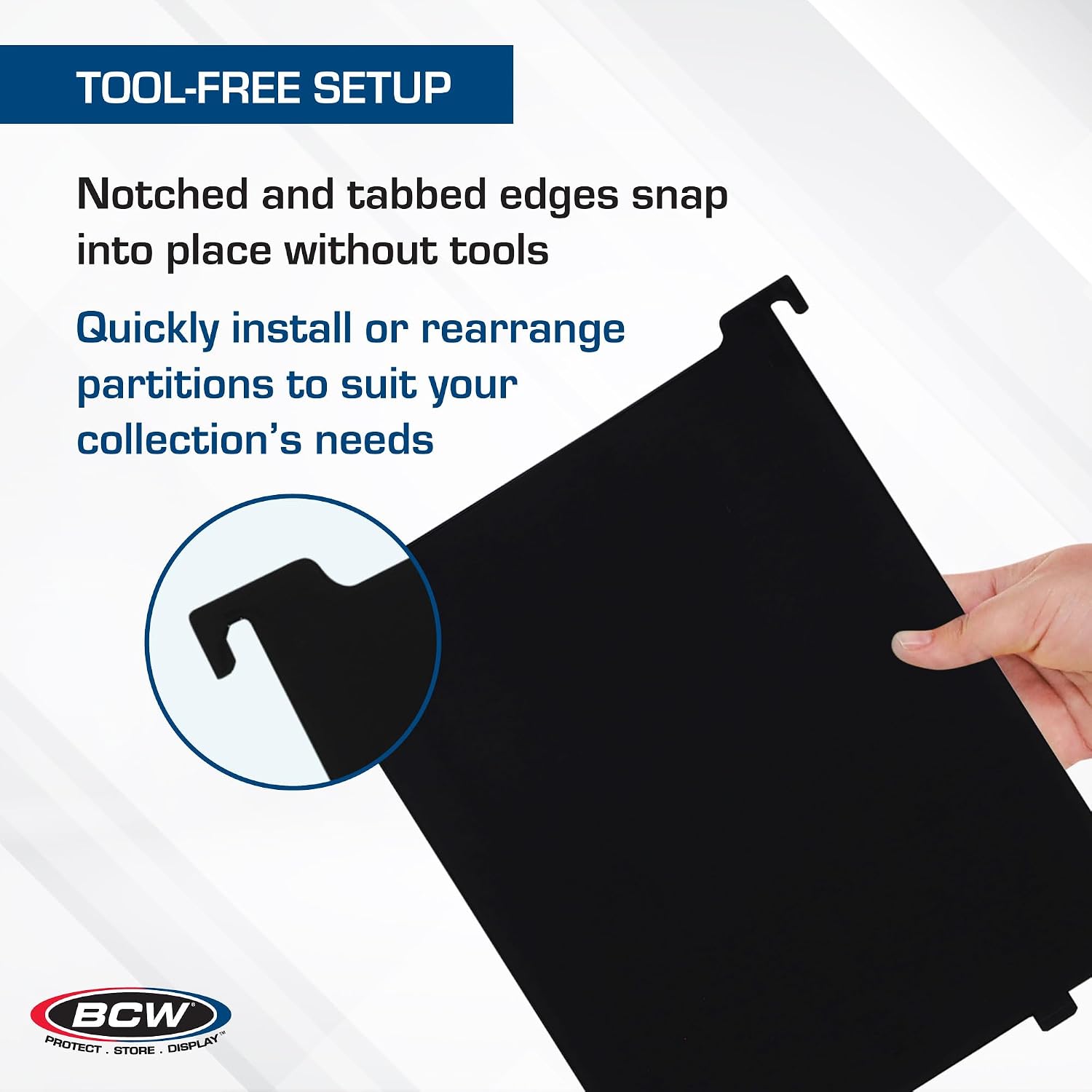 BCW Magazine & Document Bin Partitions - 6 Pack | Smooth Black Plastic Finish, Works With Adhesive Labels | Magazine Dividers Fit Magazine & Document Bin | Magazine Storage Accessories