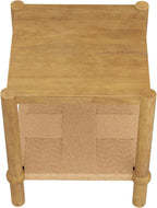 Nathan James River Modern Coastal Side Table with Solid Wood Legs and Seagrass Storage Shelf, Light Brown Set of 2