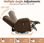 Korser Rocker Recliner Chair for Adults, 360° Swivel Rocker Recliner with Massage and Heating, Nursery Rocking Chairs with Side Pockets, Manual Reclining Chair for Living Room