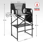 mefeir Extra Tall-30.7'' Professional Makeup Artist Director Chair Bar Height, Portable Folding Design with Side Table & Storage Bag, Heavy-Duty Steel Frame (300 lbs Capacity), 45.7'' Tall