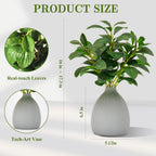 Cikuco 16.5" Artificial Eucalyptus Stems Potted Plant Faux Desk Plants,Real-Touch Greenery Stems with Vase, Fake Potted Plant for Farmhouse Home Office Decor