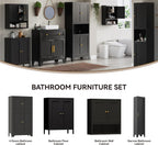 YAUWOH Small Metal Cabinet,Bathroom Storage Cabinet with 2 Adjustable Shelves and 2 Doors,Freestanding Sideboard for Small Spaces, Living Room, Home Office, Dining Room(1PC,Black)