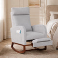 Rocking Chair Nursery High Back Glider Rocker Chair with Footrest Storage Pocket Accent Upholstered Rocker Armchair for Living Room Nursing Room Porch (Grey)