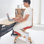 Massage Ergonomic Kneeling Chair, Adjustable Height Posture Stool for Home and Office - Neck and Back Pain Relieving | Spine Tension Relief- Thick Comfortable Cushions (Cinnamon)