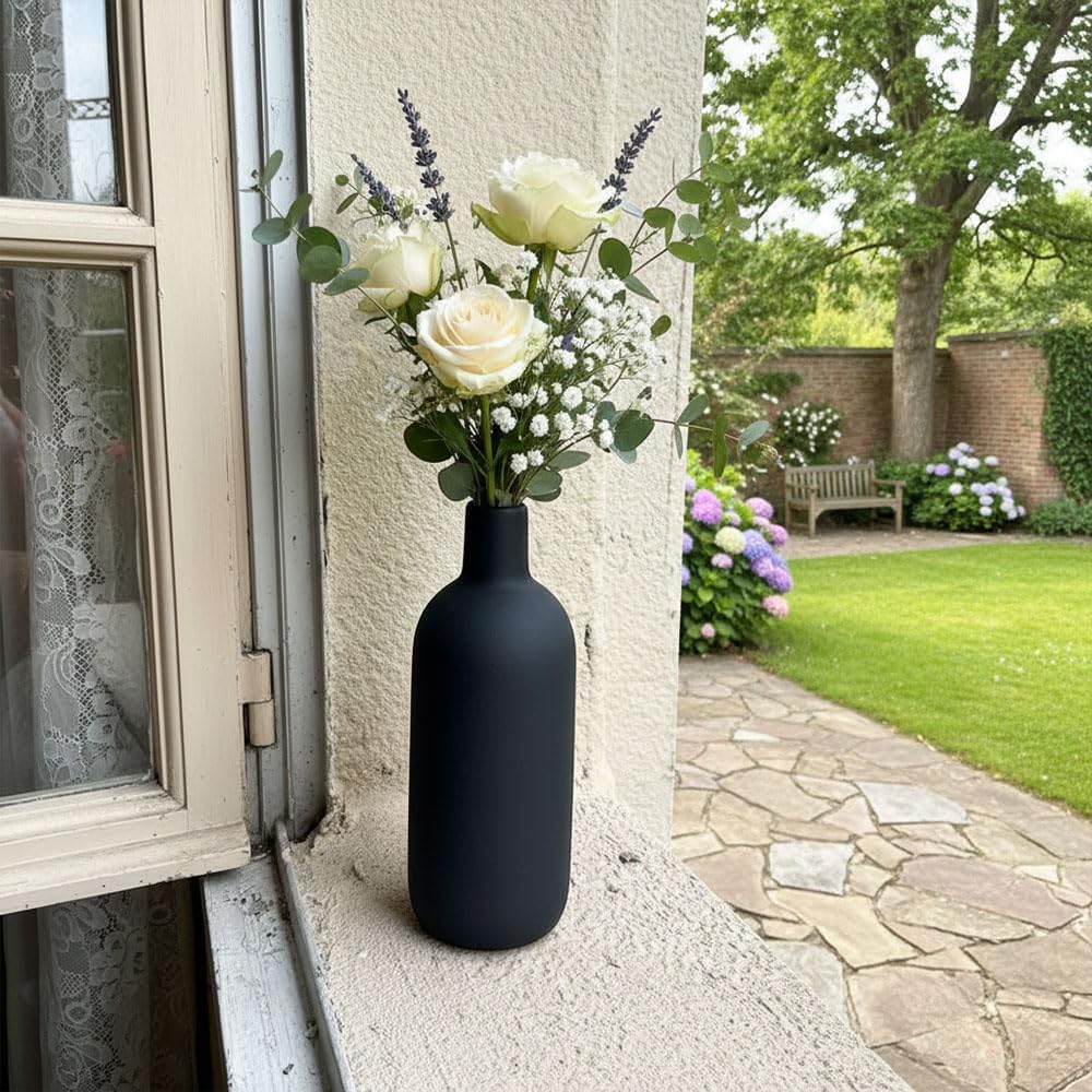 Ceramic Vase Set of 3 - Small Modern Minimalist Ceramic Bud Vases for Home Decor - Boho Aesthetic Flower Vases for Desk, Shelf & Table, Mantle, Bookshelf (Cute & Versatile) (Neutral Mix)