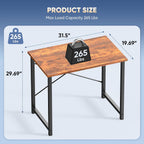 DUMOS 31 Inch Small Computer Desk for Home Office, Modern Study Writing Gaming Work Table Simple Style for Bedroom with X-Shaped ReInchforcement, Rustic Brown
