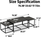Nesting Coffee Tables,3 Piece Living Room Coffee Table,Industrial Rectangular Coffee Table Set,End Table Side Tables for Living Room Bedroom(Black)