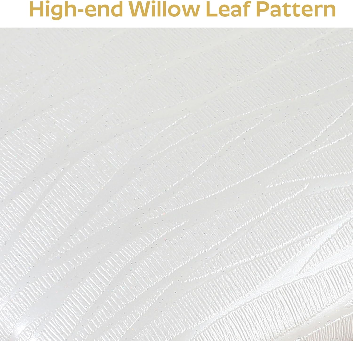 Modern Dining Chairs Set of 4, White Willow Leaf Pattern with Chrome Gold Metal Legs, Curved High Back Design & Cloud Cushioning, Mid-Century Kitchen Chairs with Non-Slip Feet(Easy Assembly)