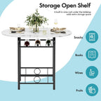 Flamaker Dining Table for 2, 3 Piece Round Table & Chair Set, Small Kitchen Table for Breakfast Nook, Wood Grain Tabletop & Built-in Storage Rack, Space Saving for Kitchen, Dining Room (White & Black)