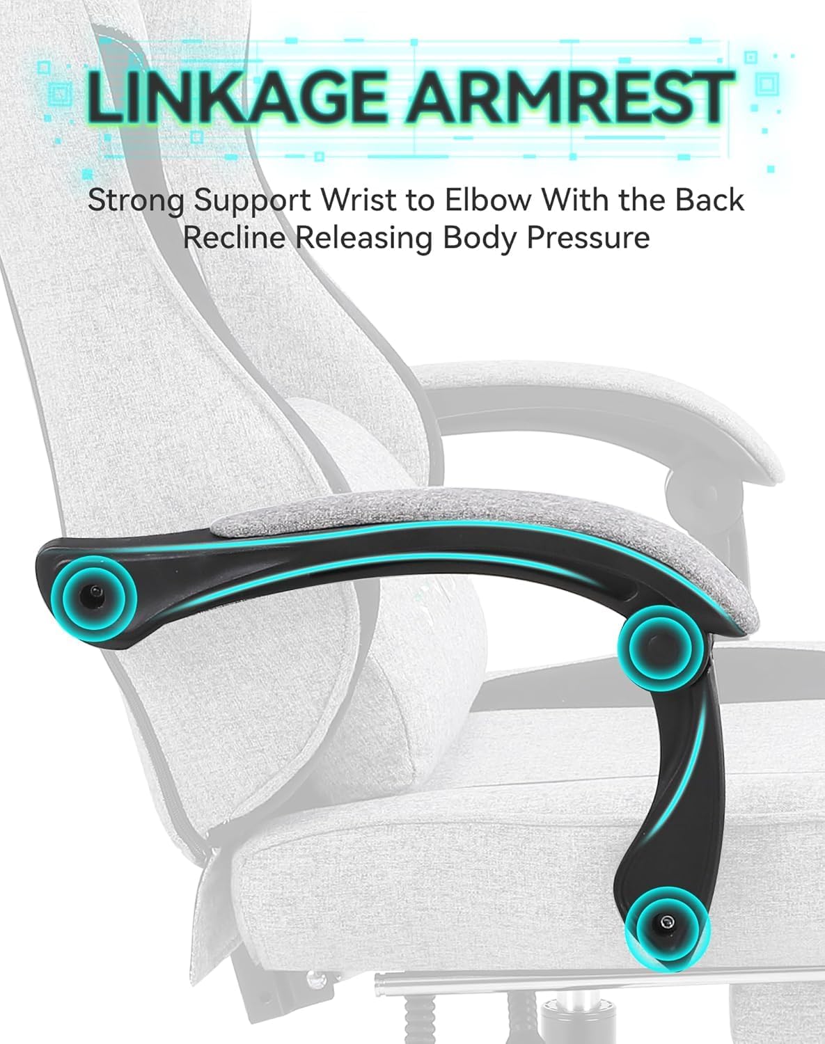 Gaming Chair, Computer Office Chair with Foot Rest, Ergonomic Fabric Desk Chair with Adjustable Lumbar Support & Headrest, Comfortable PC Reclining Gaming Chairs for Adults, Silla Gamer 350lbs