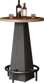 Tribesigns Bar Table, 37.4" High Round Pub Table for Small Bars, Dining Room, Kitchen, Brown and Black (Only Table)
