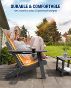 Adirondack Chair with Cup Holder: Adirondack Chairs set of 4 Plastic HDPE Material Furniture - Composite Fire Pit Chairs Foldable for Outdoor/Backyard/Garden/Lawn/Deck/Porch/Patio
