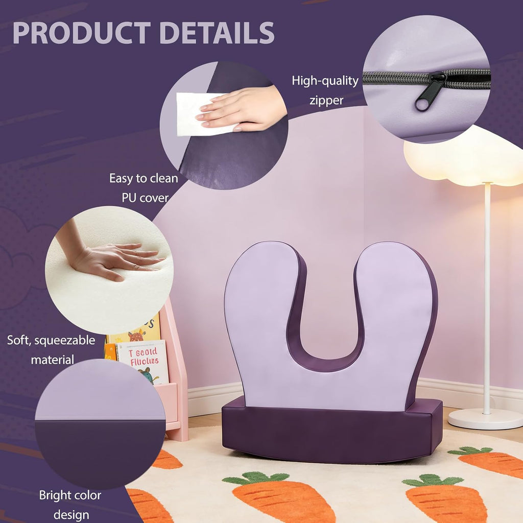 Sensory Chair for Kids, Soft Squeeze, Calming Compression Rocker for Autism ADHD, Emotional Regulation & Focus, Supportive High-Density Foam, Fit for Reading Corner, Playroom, Therapy Room (Purple)
