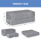 Delta Children Serta Perfect Sleeper Convertible Sofa & Play Set for Kids and Toddlers, Modular Foam Couch and Flip Out Lounger with 2 Ottomans, Grey
